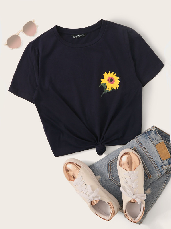 

Sunflower Print Short Sleeve Tee, Navy