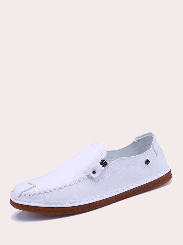 

Men Studded Detail Slip On Loafers, White