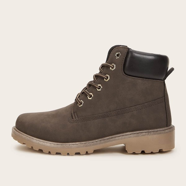 

Men Lace-up Front Combat Boots, Brown