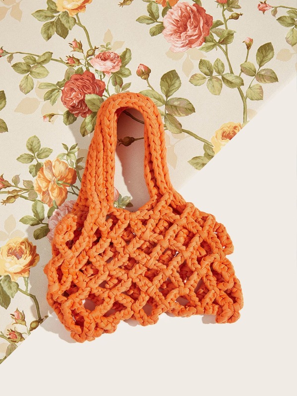

Plaited Detail Tote Bag, Orange
