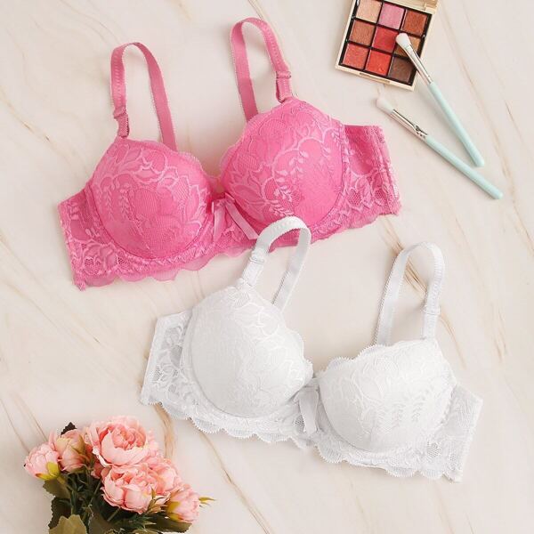 

2pack Lace Underwire Bra Set, Multicolor