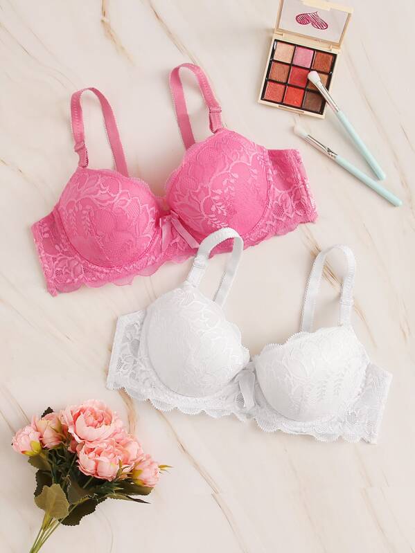 

2pack Lace Underwire Bra Set, Multicolor