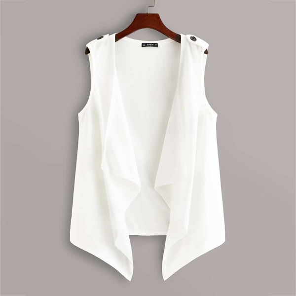 

Button Shoulder Duster Vest, White