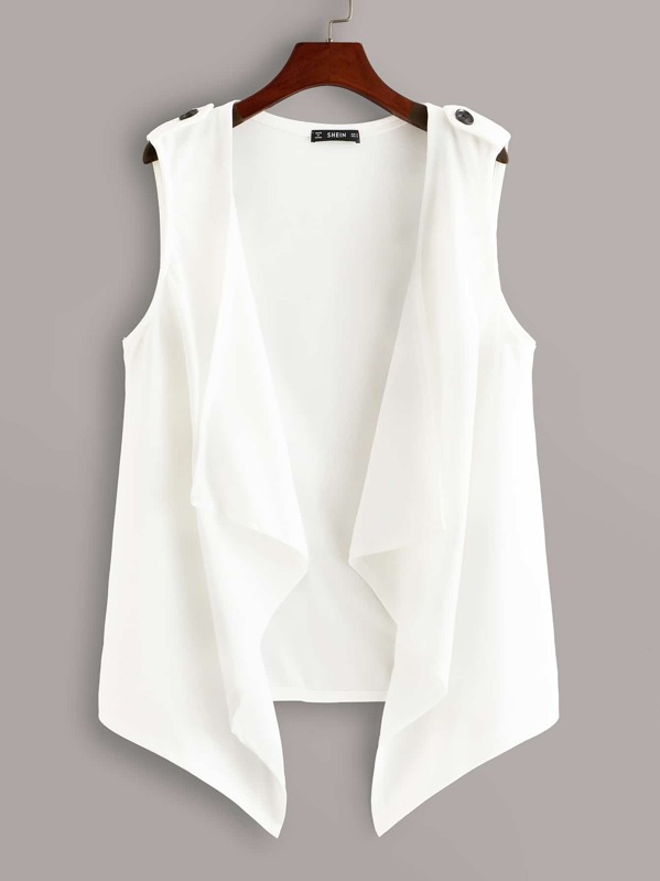 

Button Shoulder Duster Vest, White