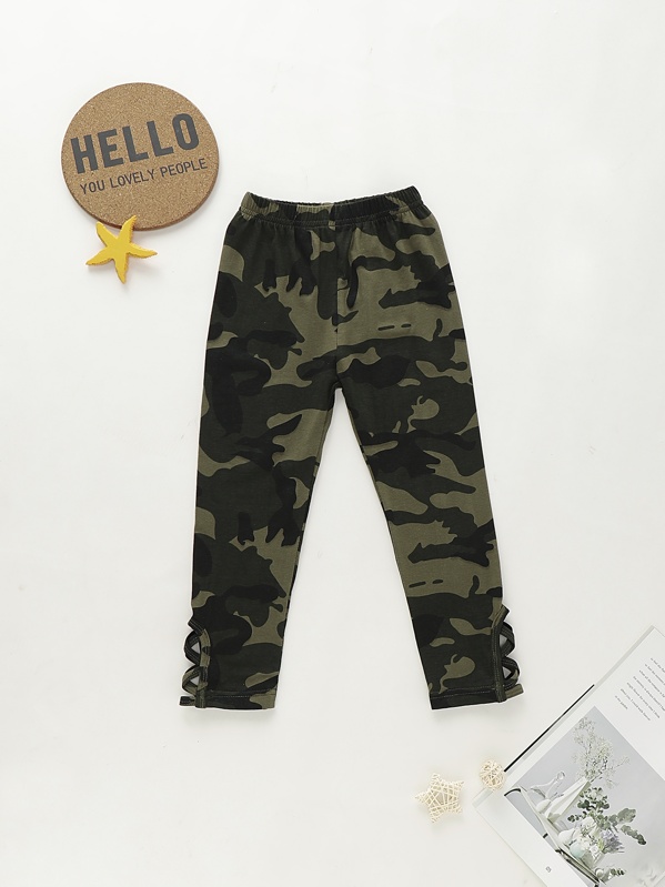 

Toddler Girls Criss Cross Hem Camo Pants, Multicolor, Sofia B