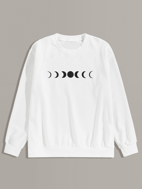

Men Geo Print Drop Shoulder Sweatshirt, White, Ramon