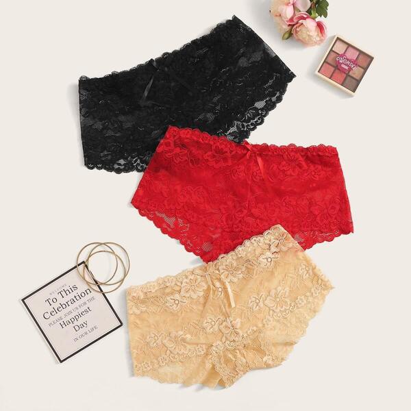 

3pack Floral Lace Panty Set, Multicolor