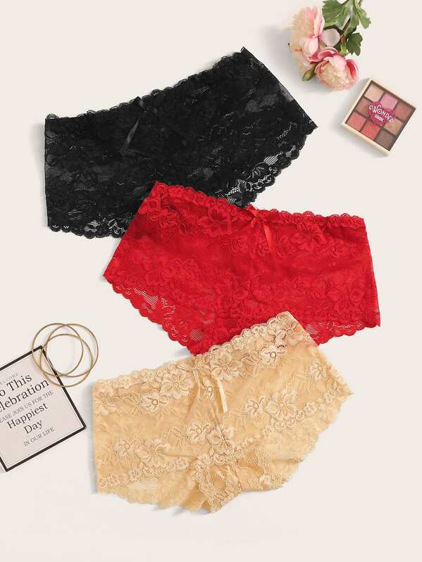 

3pack Floral Lace Panty Set, Multicolor
