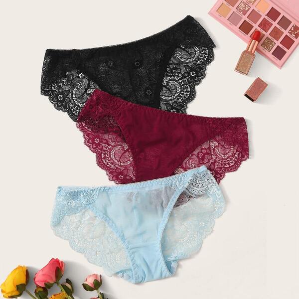 

3pack Floral Lace Panty Set, Multicolor