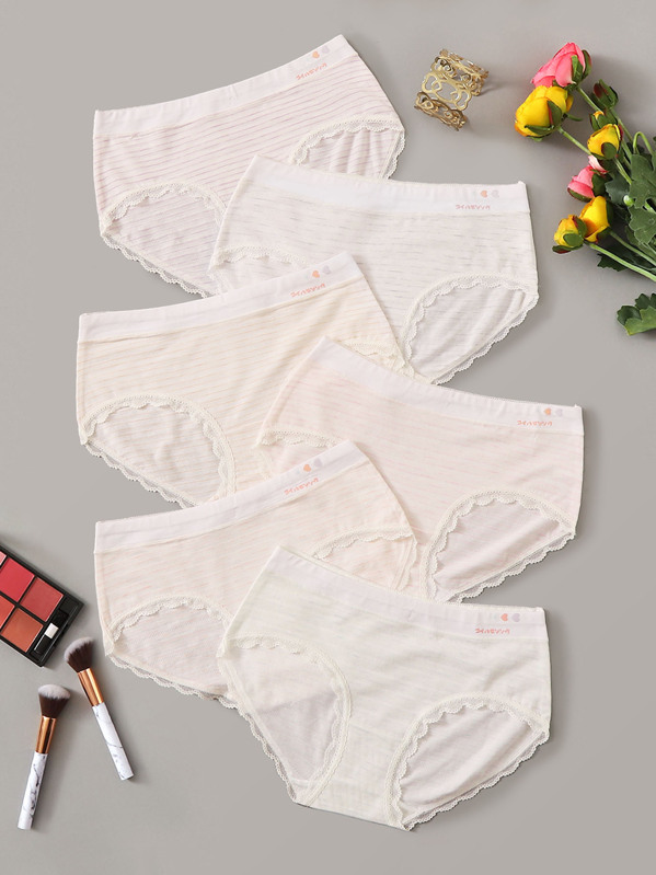 

5pack Lace Trim Panty Set, Multicolor