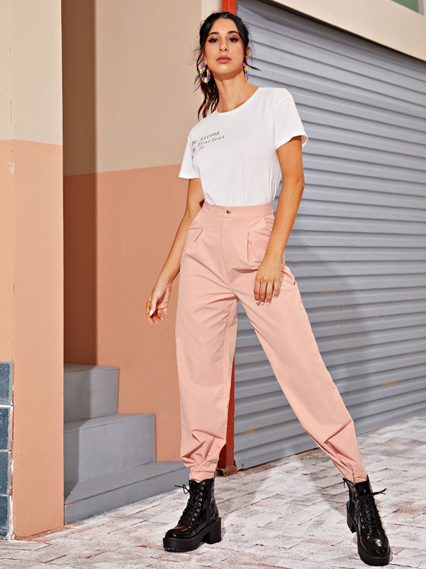 

Button Up Solid Convertible Pants, Pink, Gabe