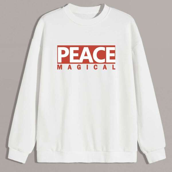 

Men Drop Shoulder Letter Print Sweatshirt