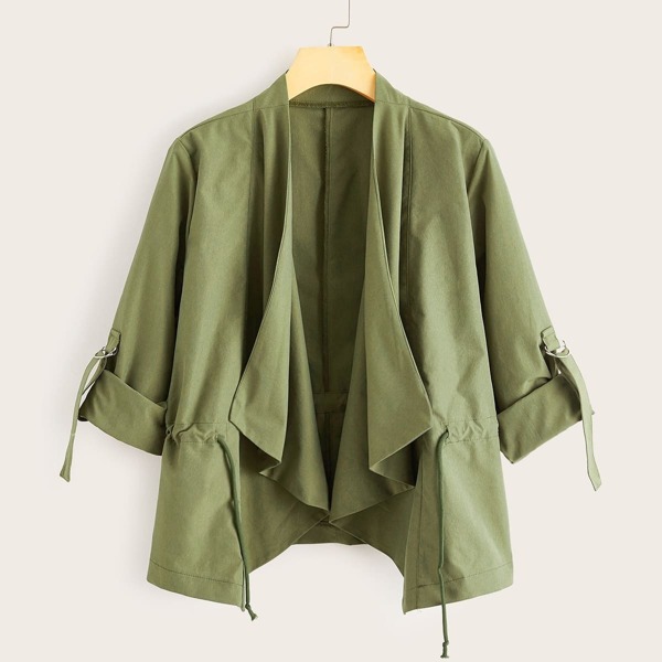 

Waterfall Roll Up Sleeve Drawstring Jacket