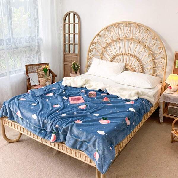

Peach Print Blanket, Blue