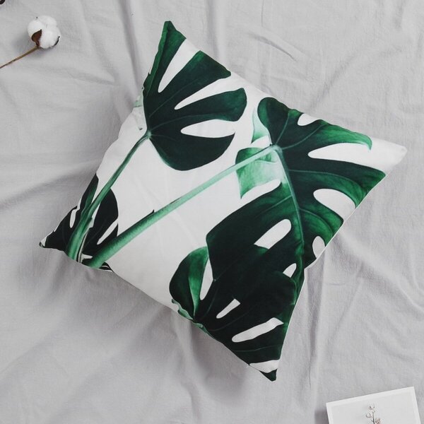 

Plant Print Cushion Cover, Green