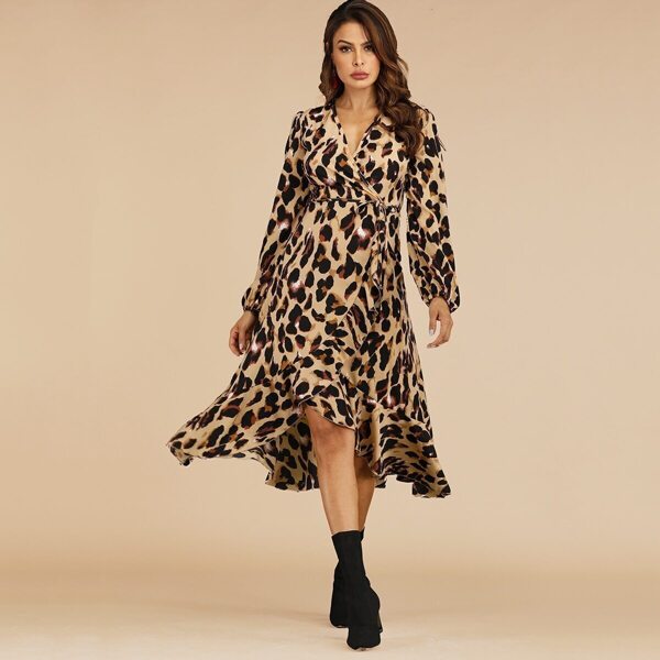 

Leopard Print Belted Wrap Dress