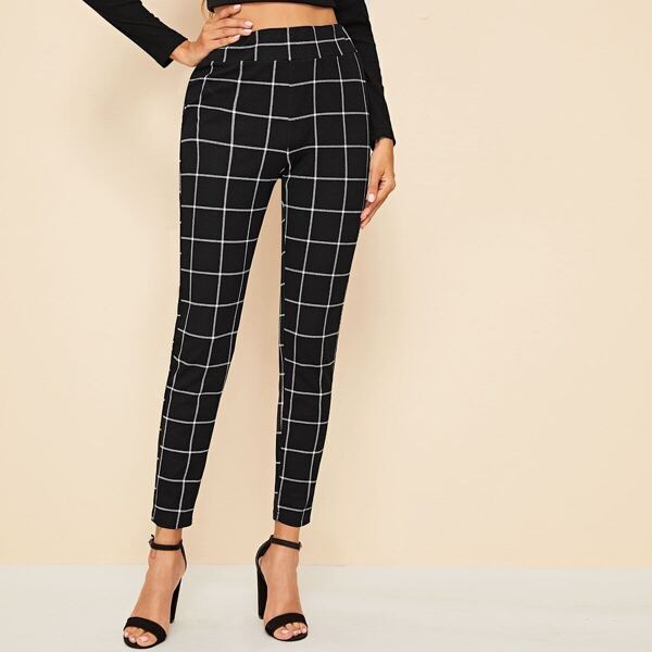 

Wide Band Waist Grid Pants