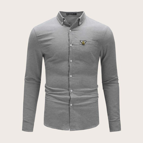 

Men Patch Detail Single Pocket Chambray Shirt