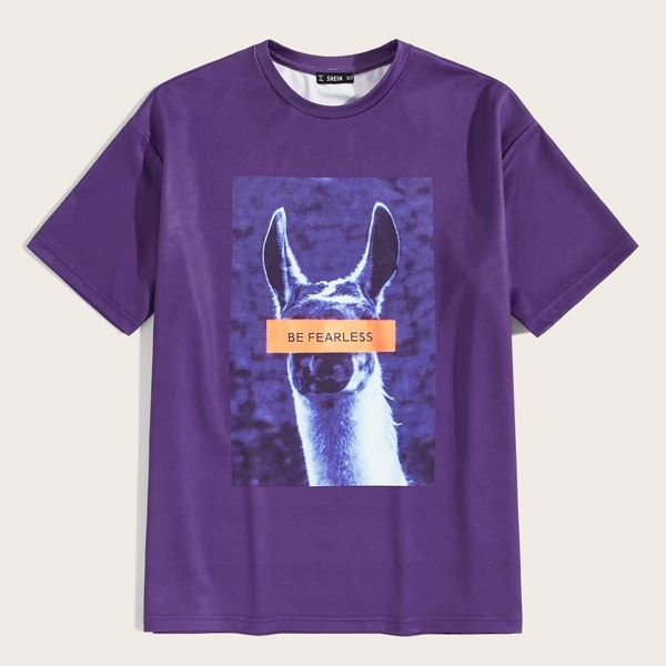 

Men Letter & Animal Print Tee