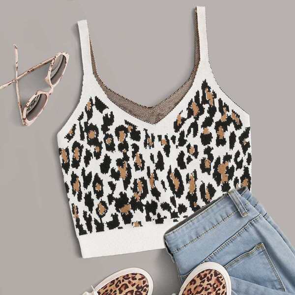 

Leopard Crop Knit Top, Multicolor