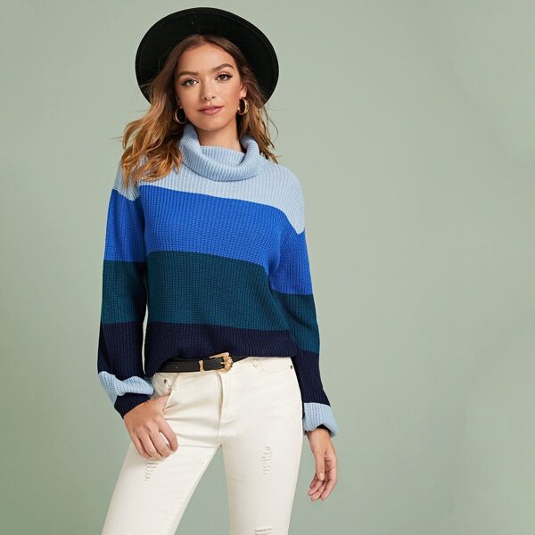 

Ombre Ribbed Knit High Neck Sweater, Multicolor