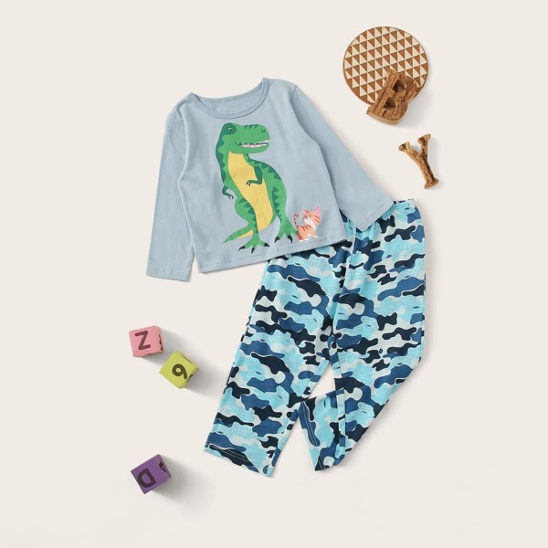 

Toddler Boys Dinosaur Print PJ Set, Multicolor