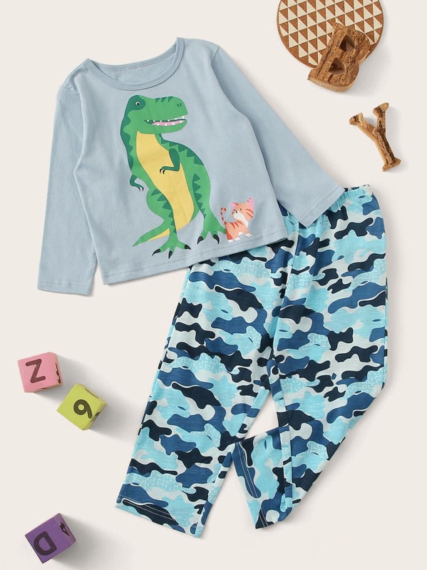 

Toddler Boys Dinosaur Print PJ Set, Multicolor