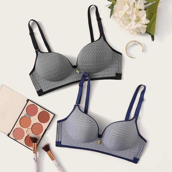 

2pack Striped Bra Set, Multicolor