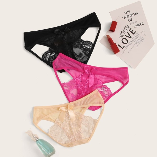 

3pack Cut-out Floral Lace Panty Set