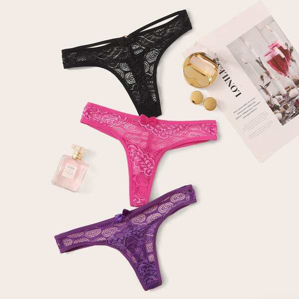 

3pack Floral Lace Sheer Panty Set