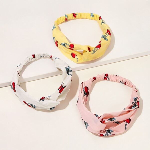 

3pcs Toddler Girls Cherry Pattern Headband