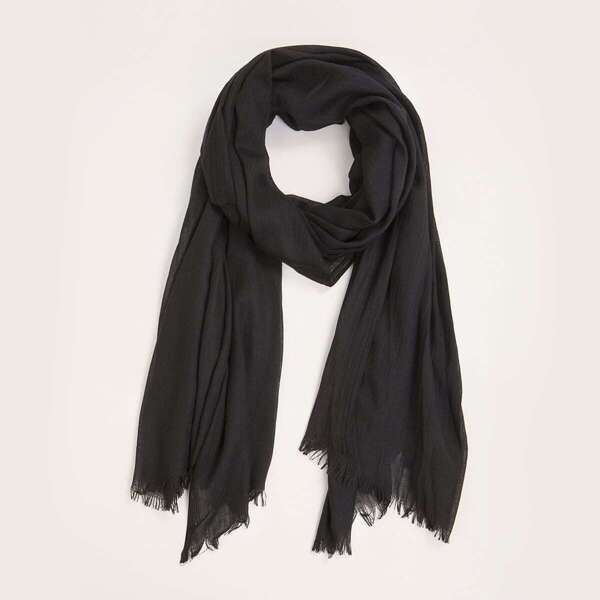 

Men Raw Hem Scarf, Black