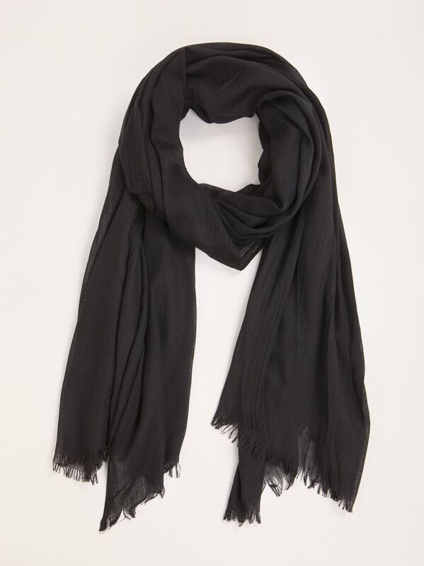 

Men Raw Hem Scarf, Black