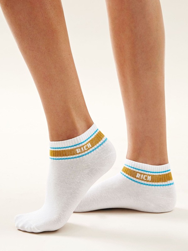 

1pair Letter Pattern Socks, Multicolor