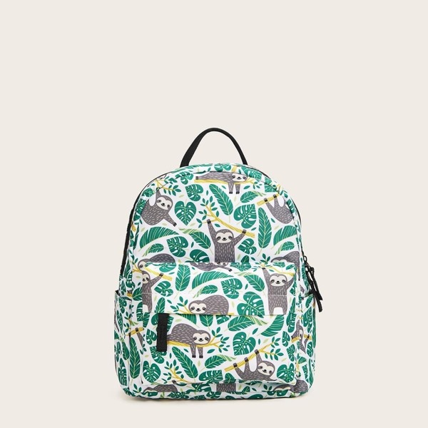 

Leaf Print Pocket Front Backpack
