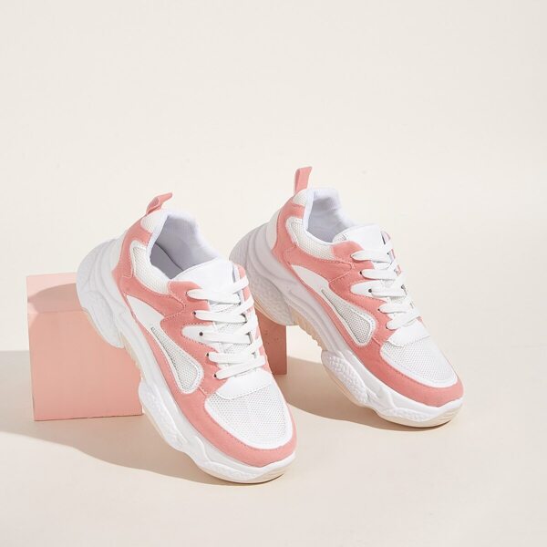 

Lace-up Front Mesh Panel Chunky Sneakers