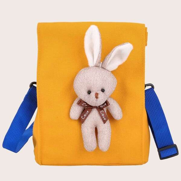 

Rabbit Decor Canvas Crossbody Bag