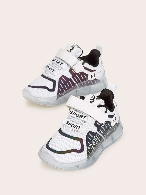 

Baby Girls Velcro Strap Random Letter Print Sneakers, Multicolor