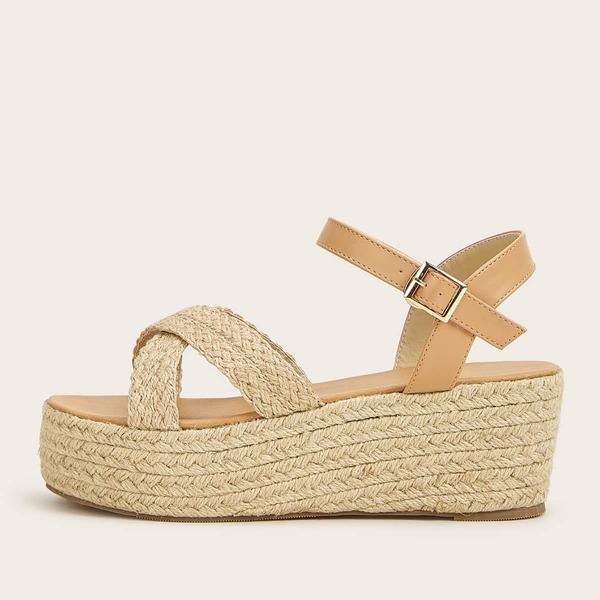 

Open Toe Cross Strap Espadrille Wedges