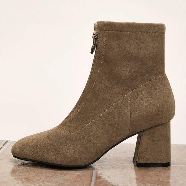 

Zip Front Suede Chunky Boots