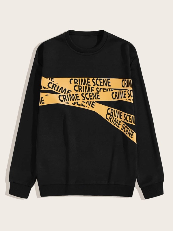 

Men Letter Print Sweatshirt, Black