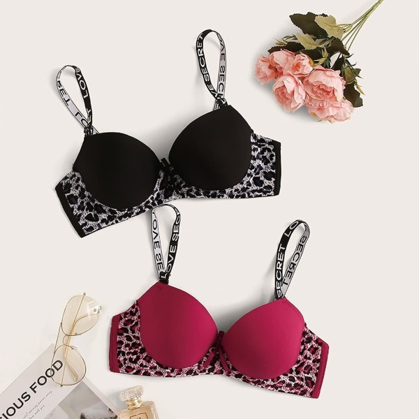 

Leopard Print Underwire Bra Set 2pack, Multicolor
