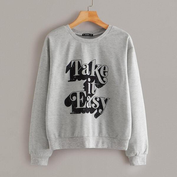 

Slogan Graphic Heather Grey Sweatshirt