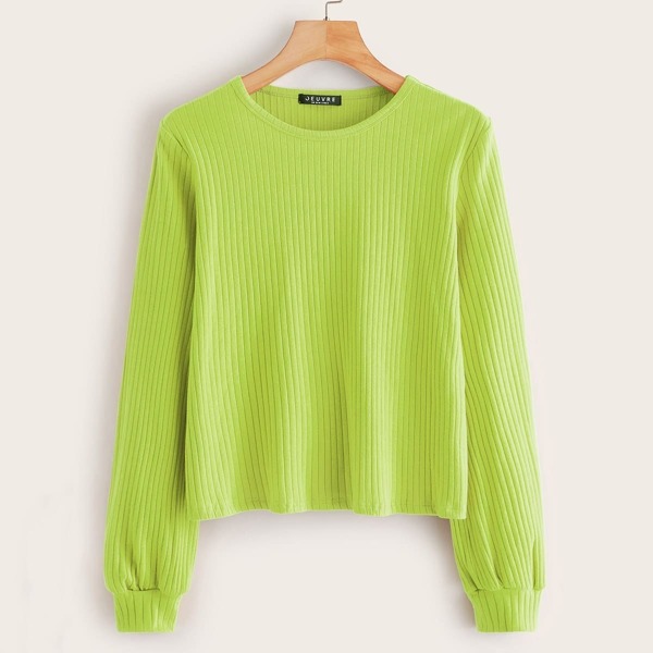 

Neon Green Rib-knit Tee, Green bright