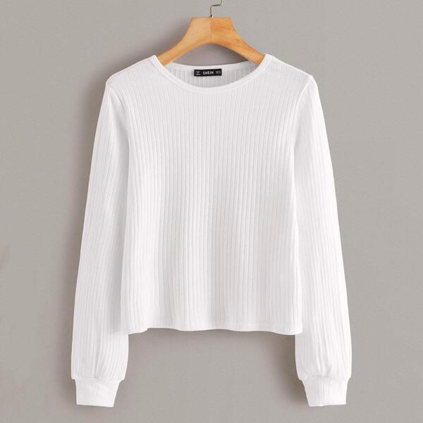 

Solid Rib-knit Tee, White