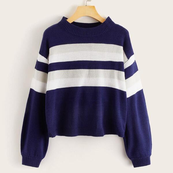 

Color-Block Drop Shoulder Jumper, Multicolor