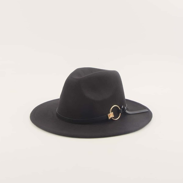 

Men Belt Decor Fedora Hat, Black
