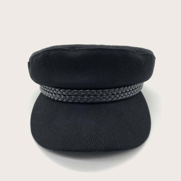 

Men Braid PU Belt Decor Berets
