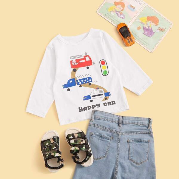 

Toddler Boys Traffic And Letter Print Tee