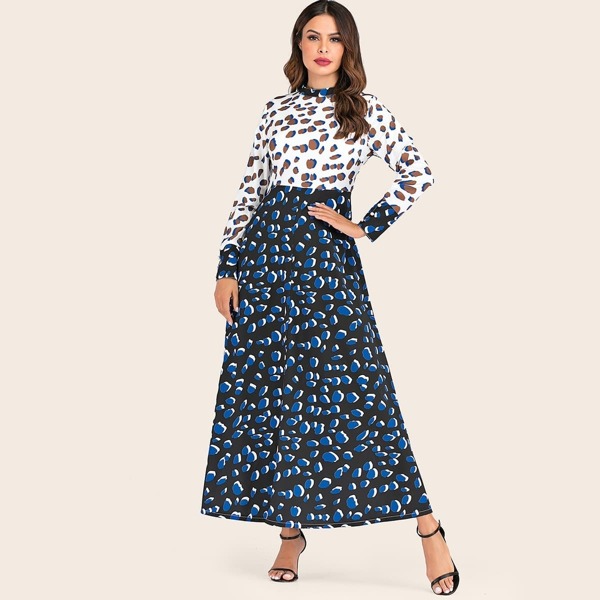 

Cut And Sew Graphic Print A-line Dress, Multicolor